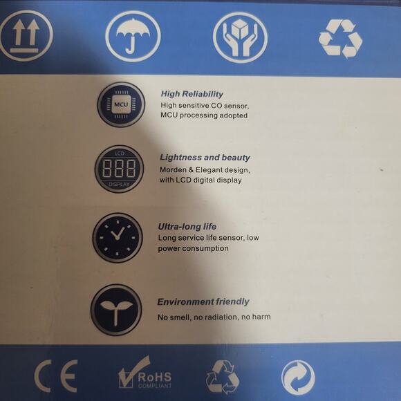 Smoke and Carbon Monoxide Detector battery cambo large LCD display home kitchen. - Picture 4 of 4